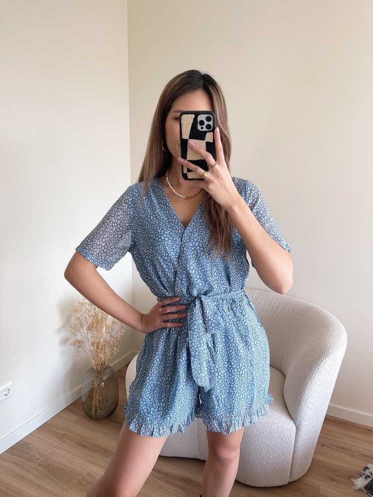 Xari Leopard Playsuit / Blue