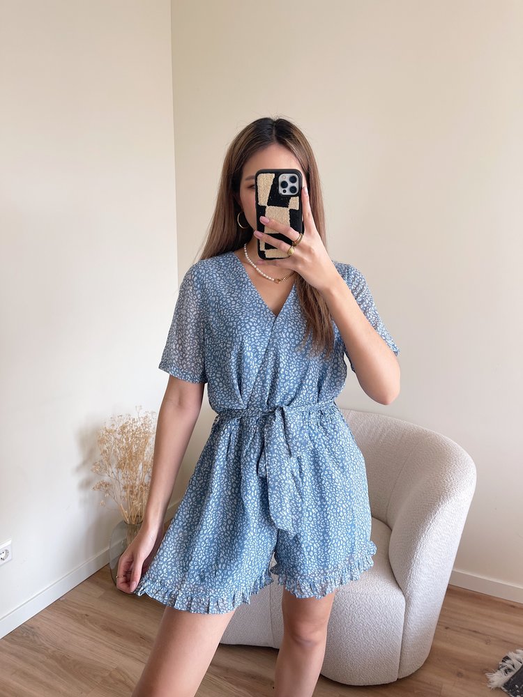 Xari Leopard Playsuit / Blue