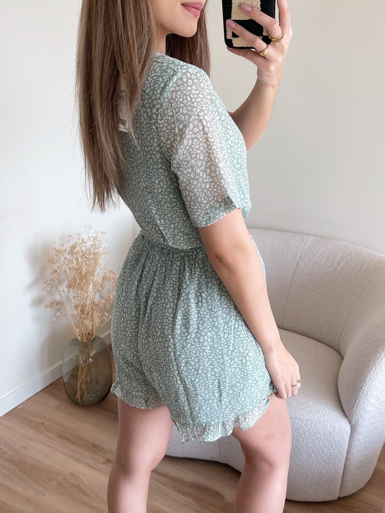 Xari Leopard Playsuit / Green