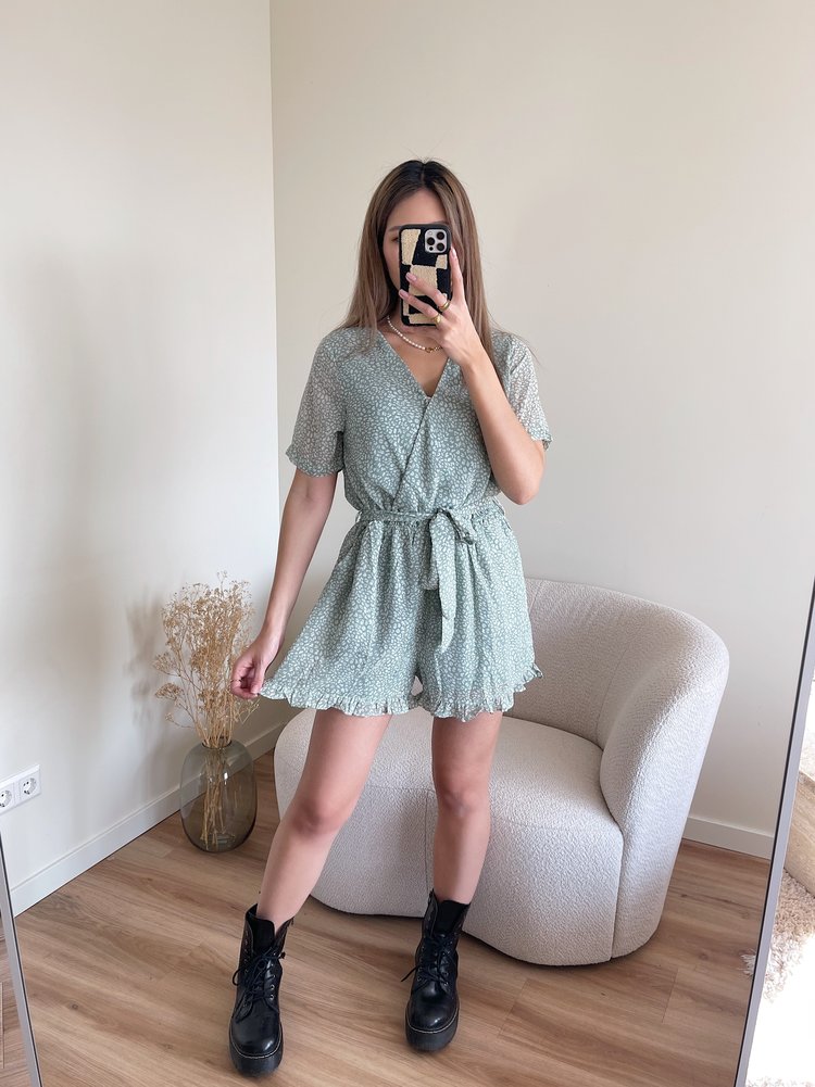 Xari Leopard Playsuit / Green