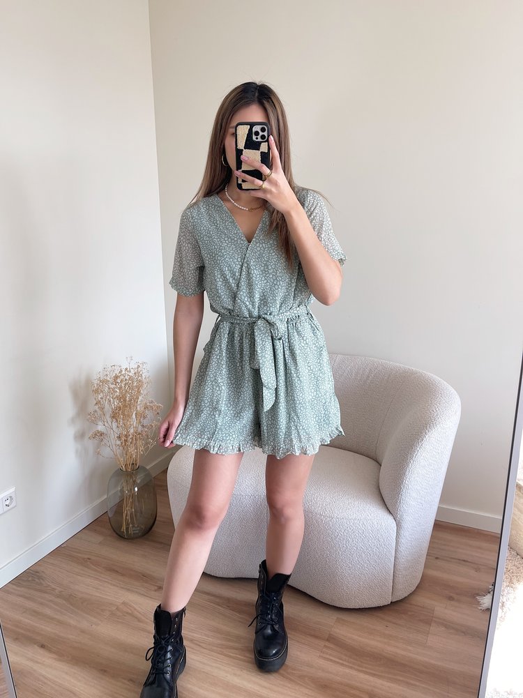 Xari Leopard Playsuit / Green