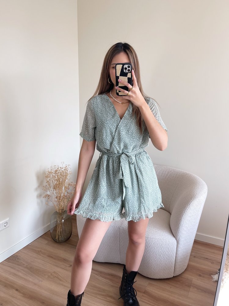 Xari Leopard Playsuit / Green