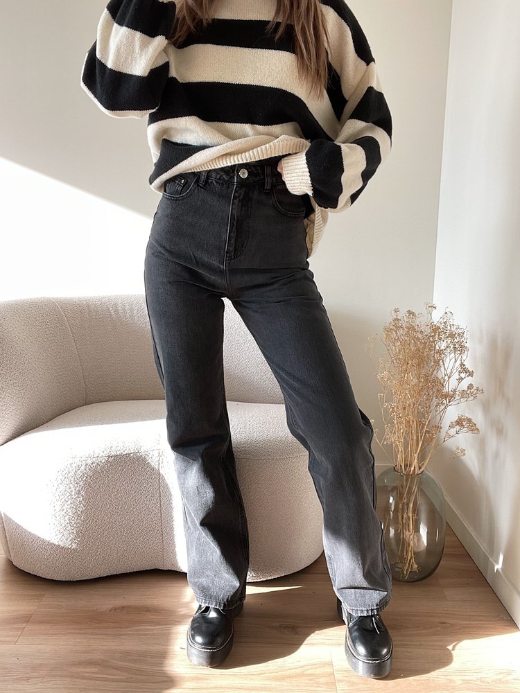 Sunya Wide Leg Jeans / Dark Grey