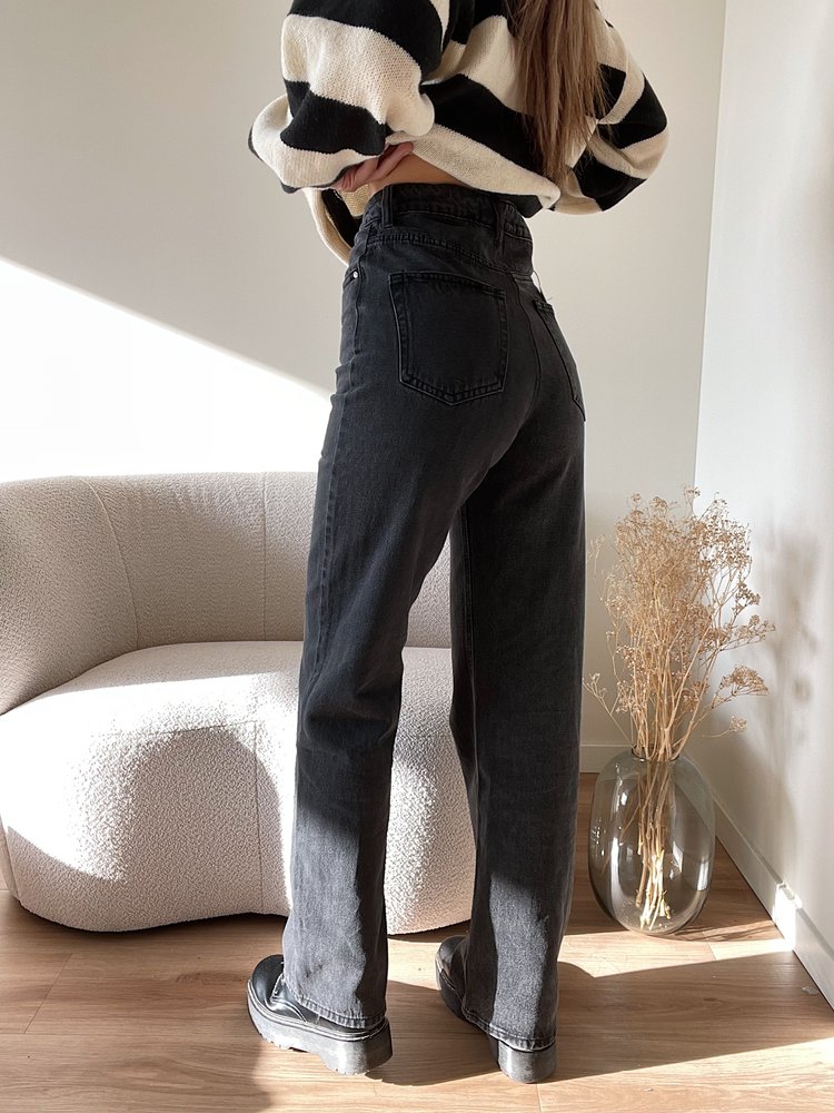 Sunya Wide Leg Jeans / Dark Grey