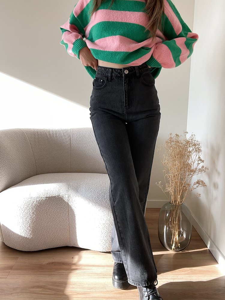 Sunya Wide Leg Jeans / Dark Grey