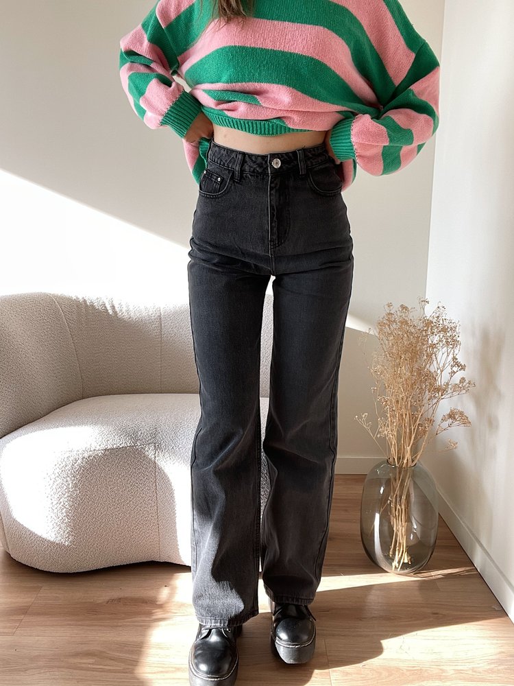 Sunya Wide Leg Jeans / Dark Grey