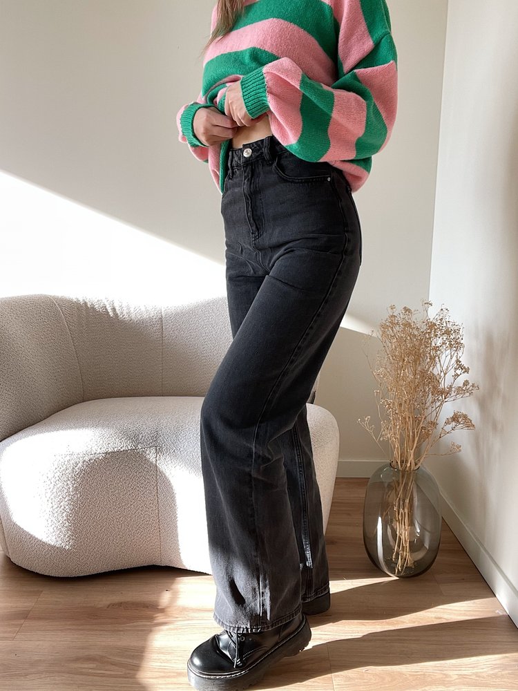 Sunya Wide Leg Jeans / Dark Grey