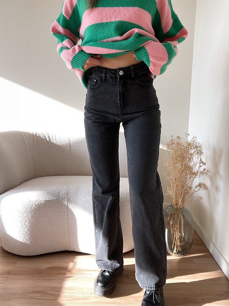 Sunya Wide Leg Jeans / Dark Grey