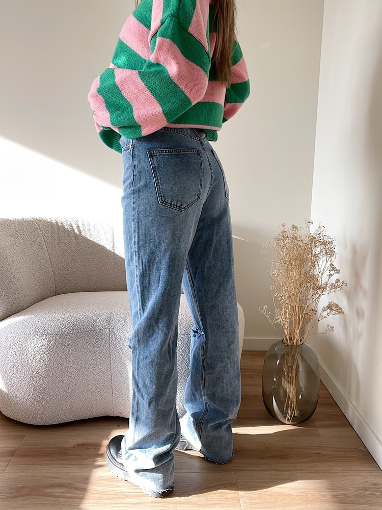 Jimmi Ripped Wide Leg Jeans / Blue