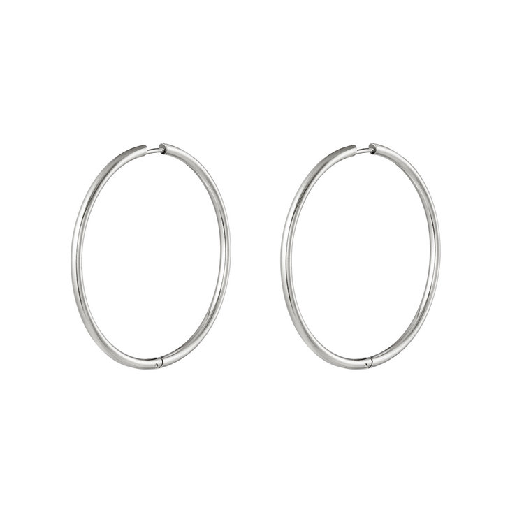 Silver Basic Hoop Earrings / Medium