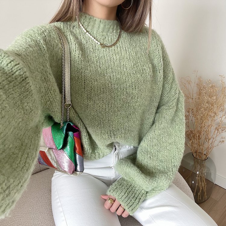 Caro Oversized Knit Sweater / Matcha Green