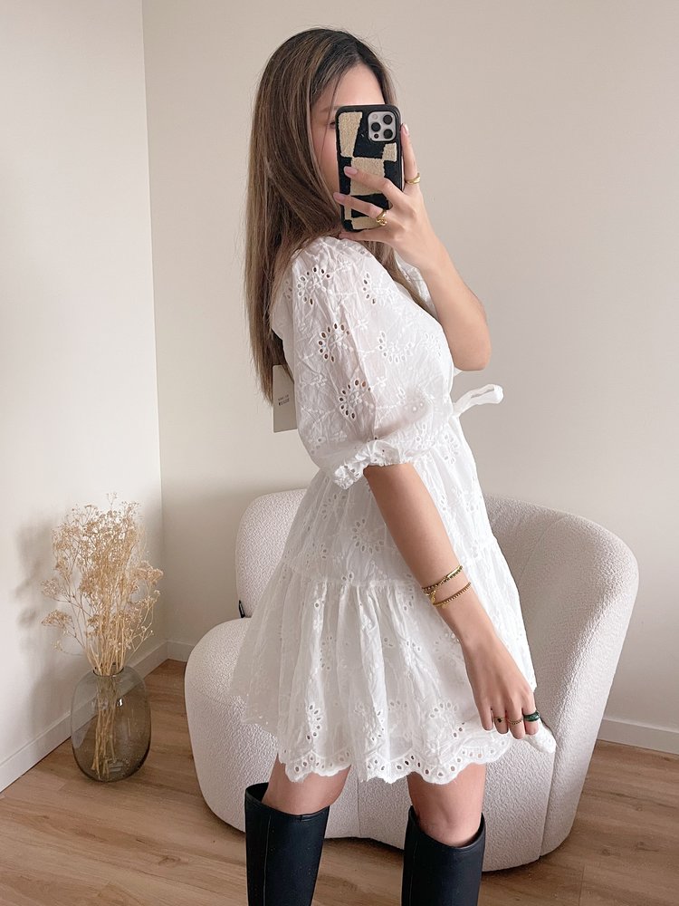 Maisie Embroidered Dress / White