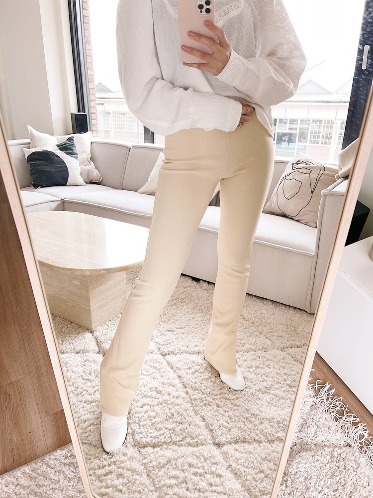 Minta Flared Split Leggings / Beige