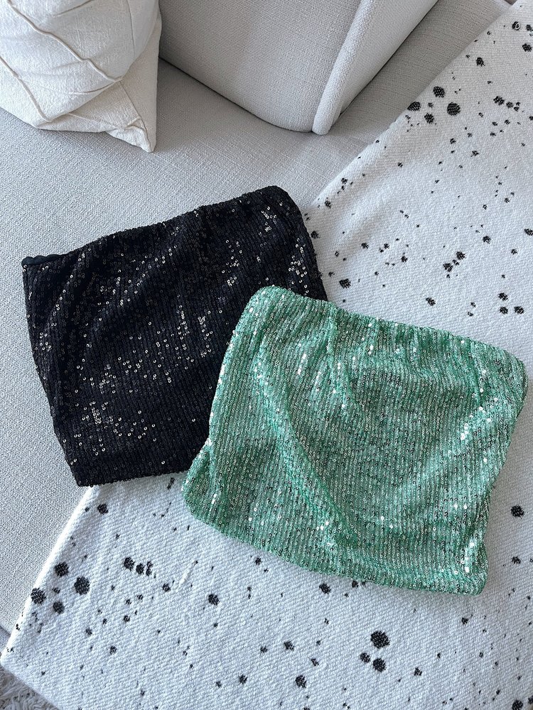 Quinta Sequin Tube Top / Black