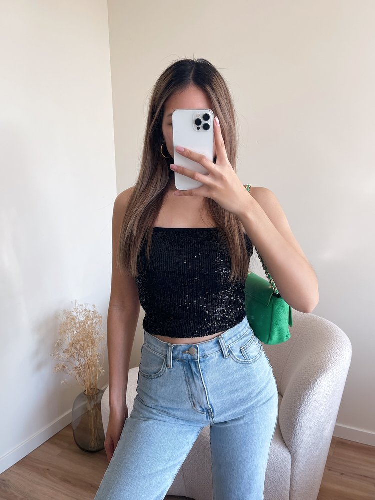 Quinta Sequin Tube Top / Black