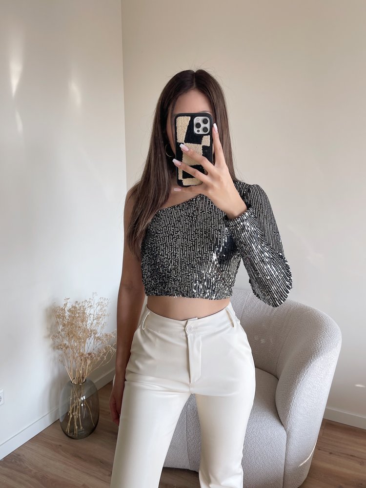 Ruby Sequin Crop Top / Silver