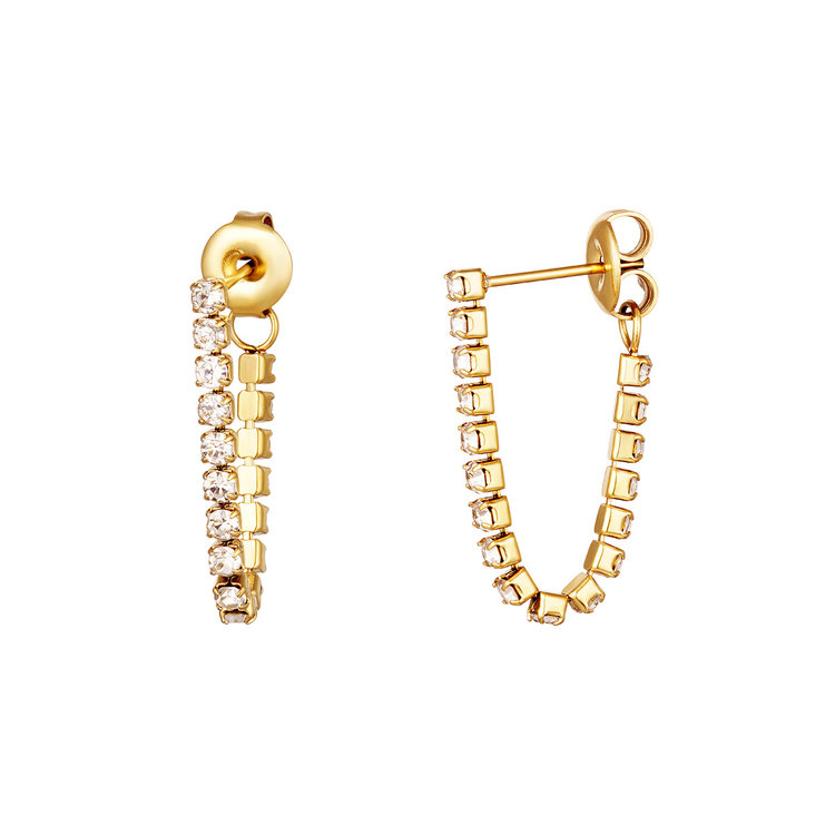 Gold Rhinestone Chain Earrings