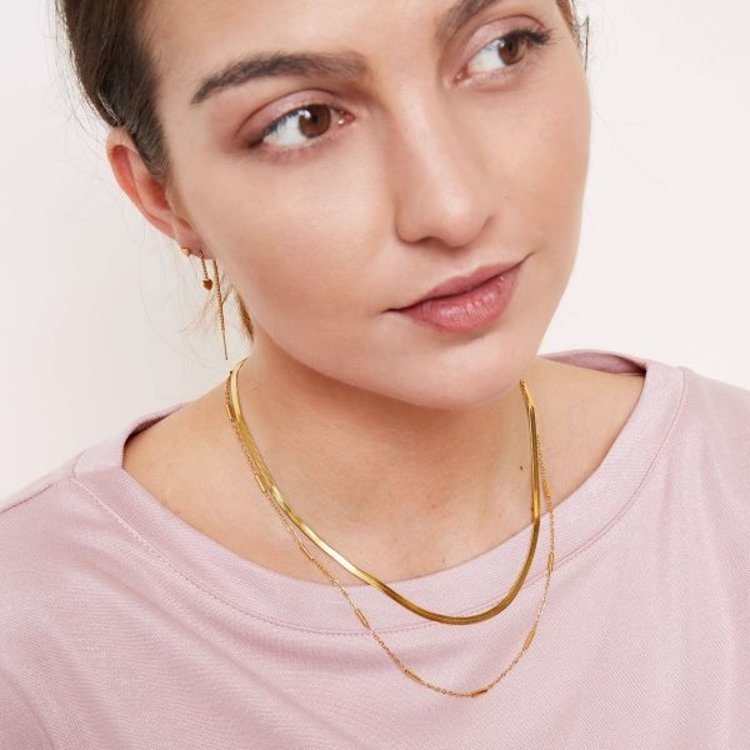 Silver Double Chained Snake Necklace