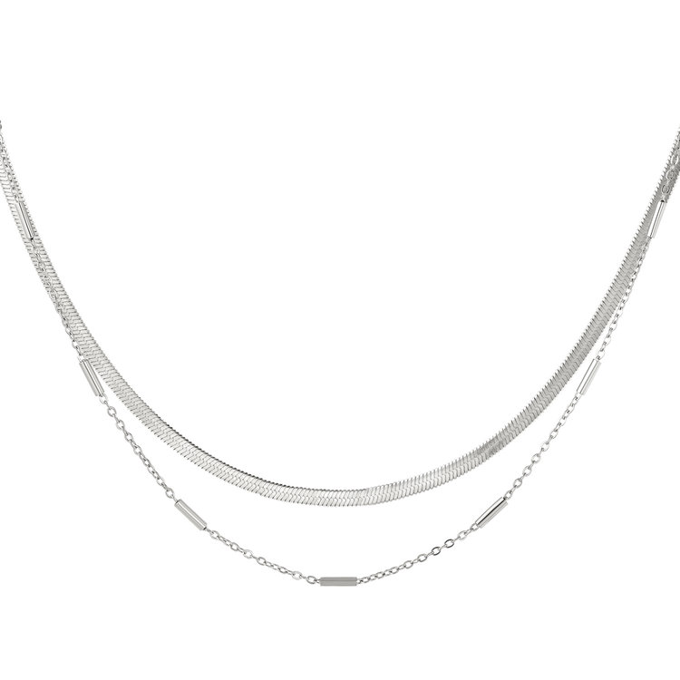Silver Double Chained Snake Necklace