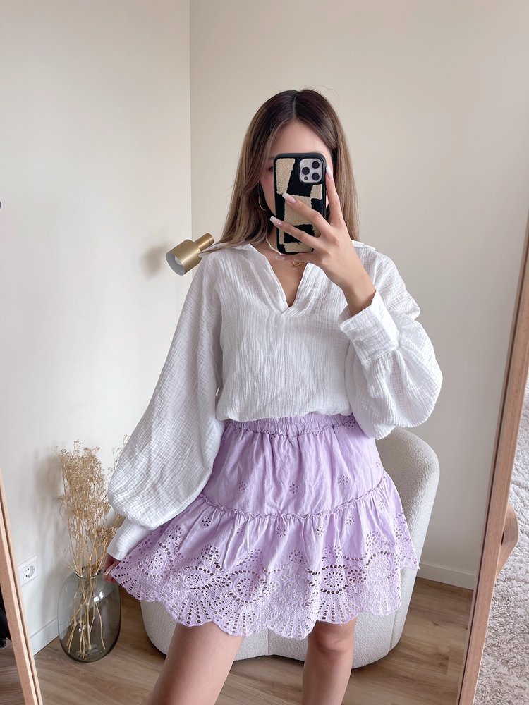 Yuna Embroidered Skirt / Lilac
