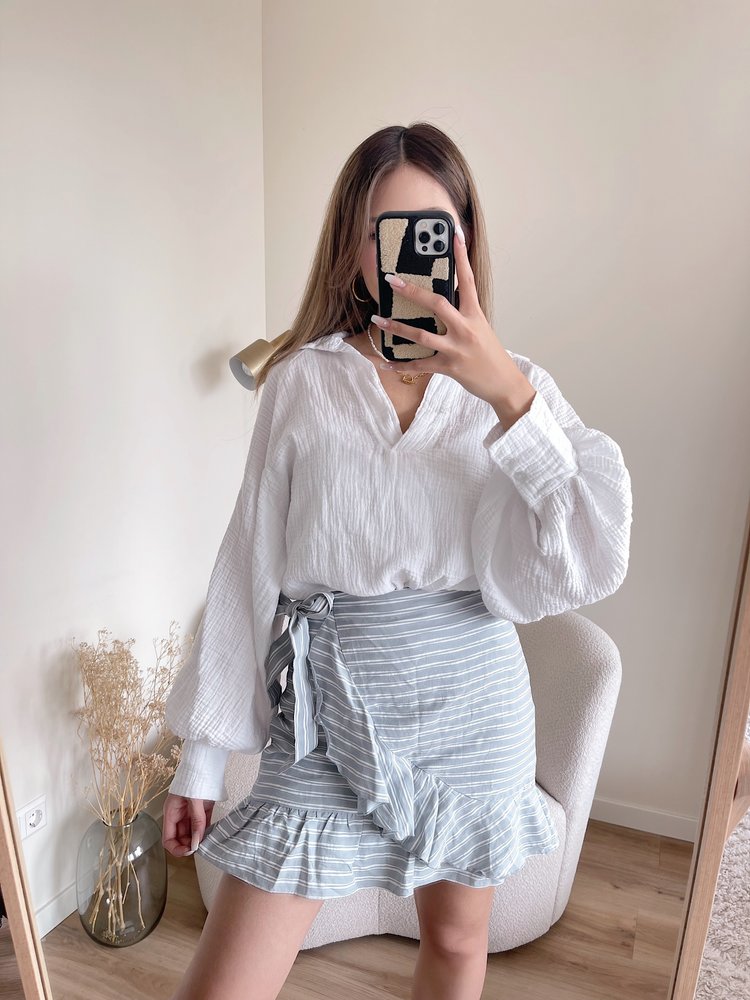 Luisa Striped Skirt / Grey Blue