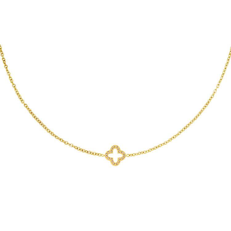 Gold Zircon Clover Necklace