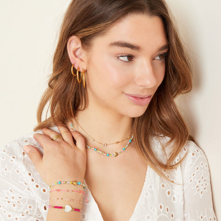 Rainbow Mixed Beads Heart Necklace