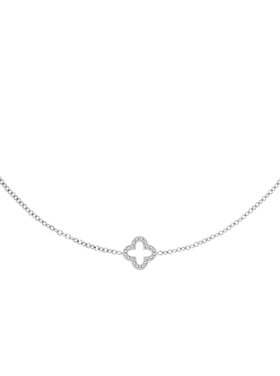 Silver Zircon Clover Necklace