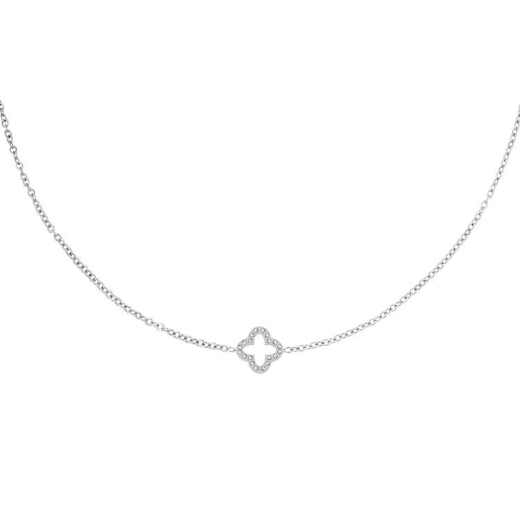Silver Zircon Clover Necklace