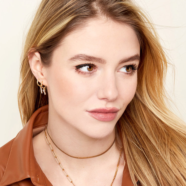 Gold Valeria Sparkle Earrings / Purple