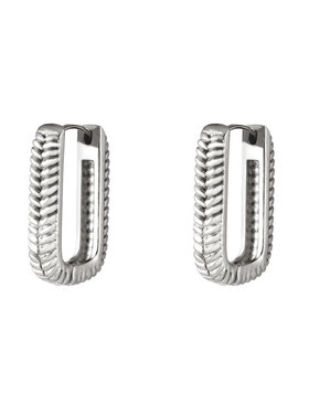 Silver Textured Square Earrings / Large