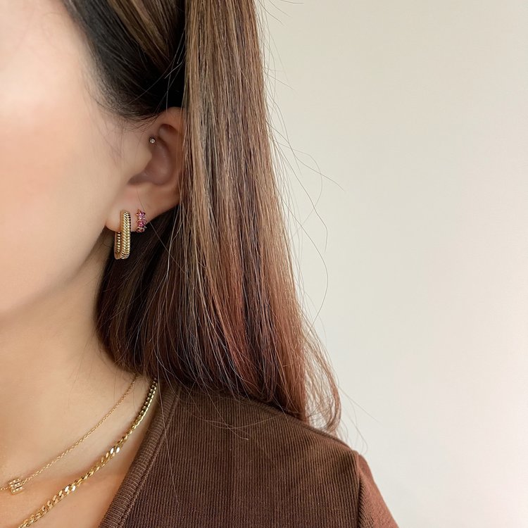 Silver Textured Square Earrings / Small