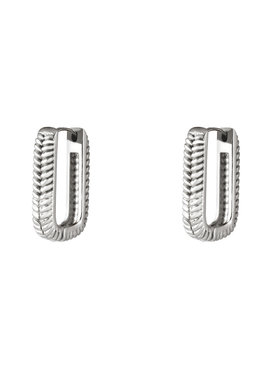 Silver Textured Square Earrings / Small