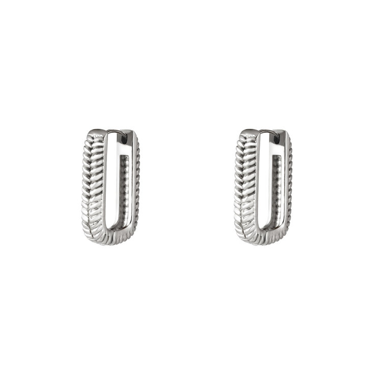 Silver Textured Square Earrings / Small