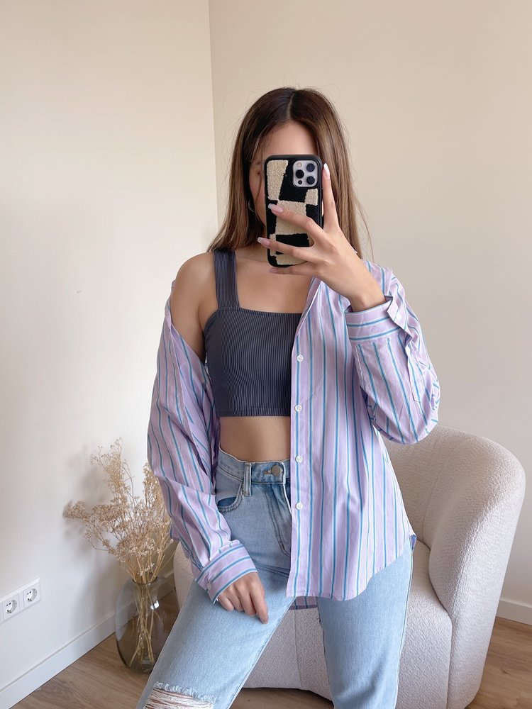 Love Striped Blouse / Pink & Blue