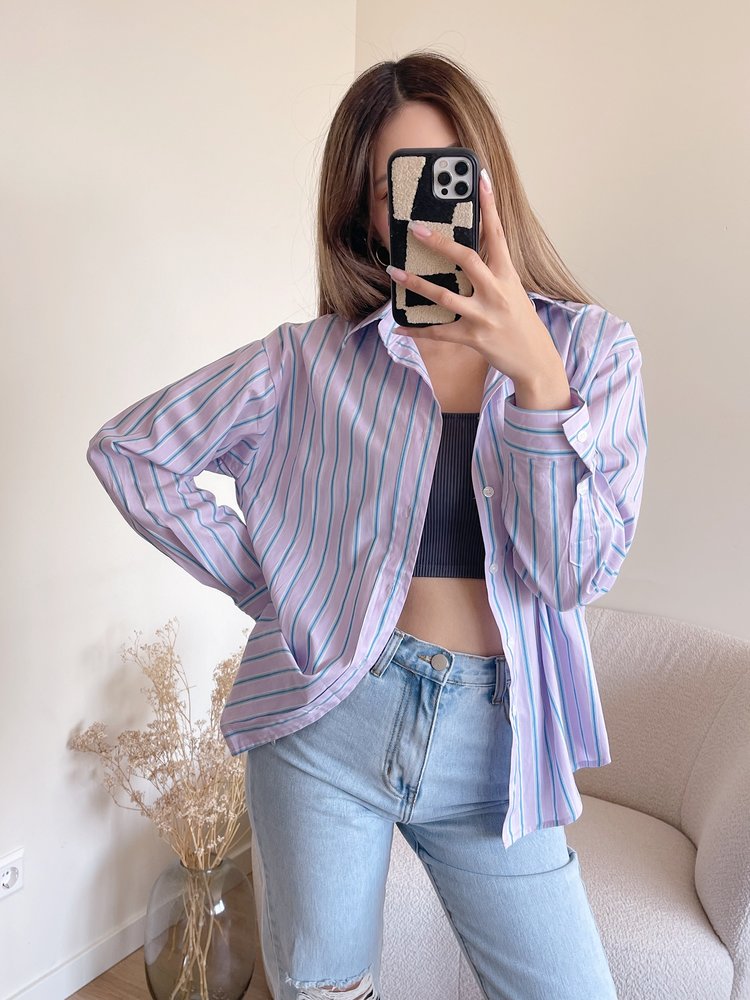 Love Striped Blouse / Pink & Blue