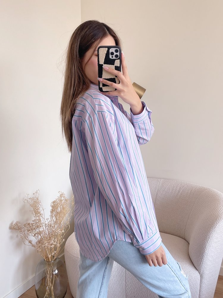 Love Striped Blouse / Pink & Blue