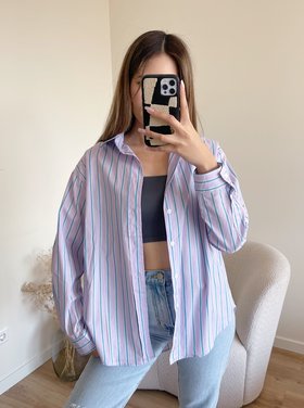Love Striped Blouse / Pink & Blue