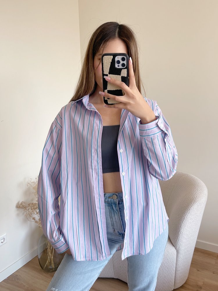 Love Striped Blouse / Pink & Blue