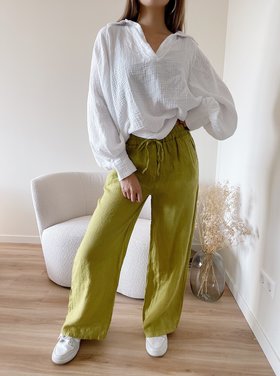Pavella Linen Trousers / Yellow Green