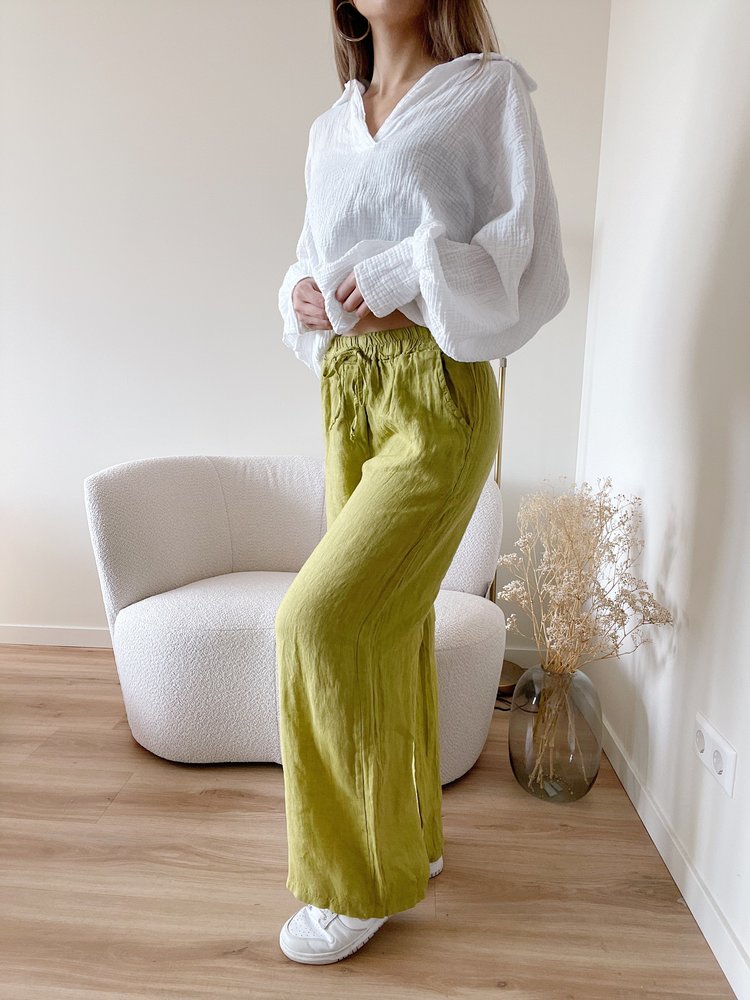 Pavella Linen Trousers / Yellow Green