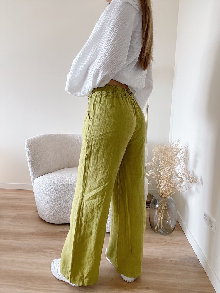 Pavella Linen Trousers / Yellow Green