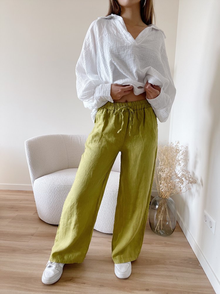 Pavella Linen Trousers / Yellow Green