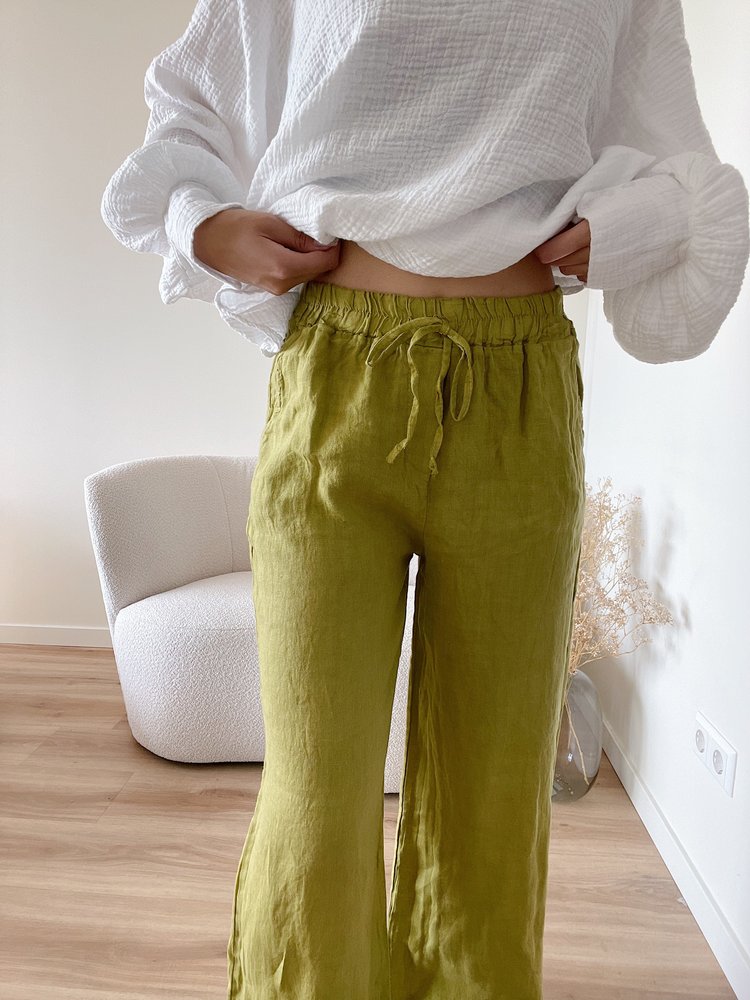 Pavella Linen Trousers / Yellow Green