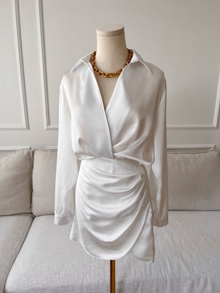 Jenai Satin Dress / White