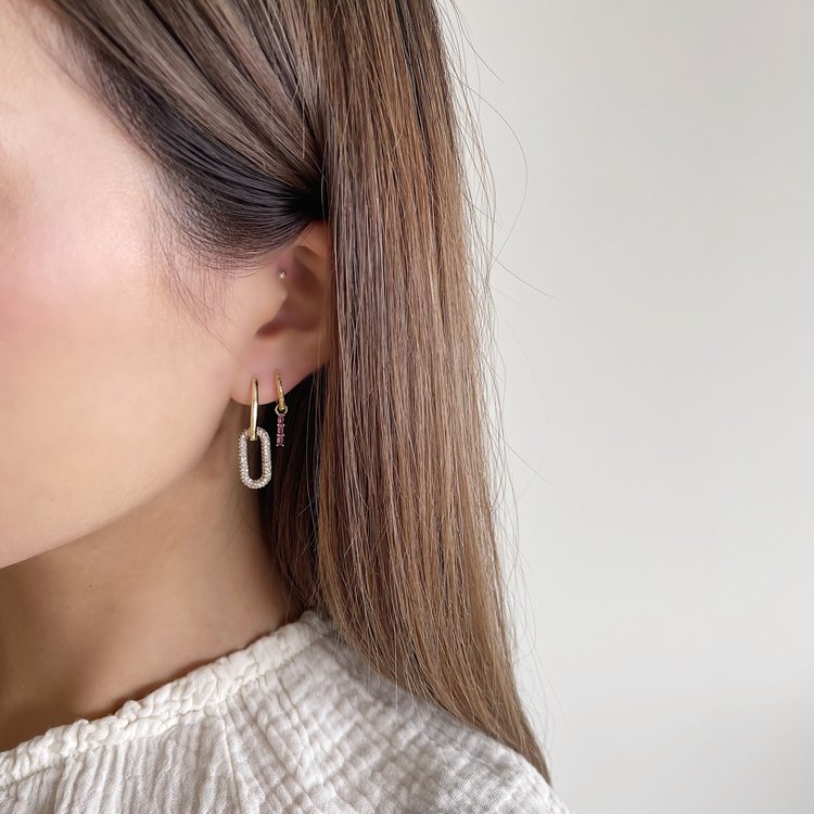 Gold Valeria Sparkle Earrings / Purple