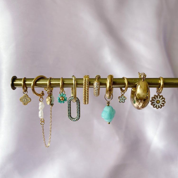 Gold Zircon Clover Earrings