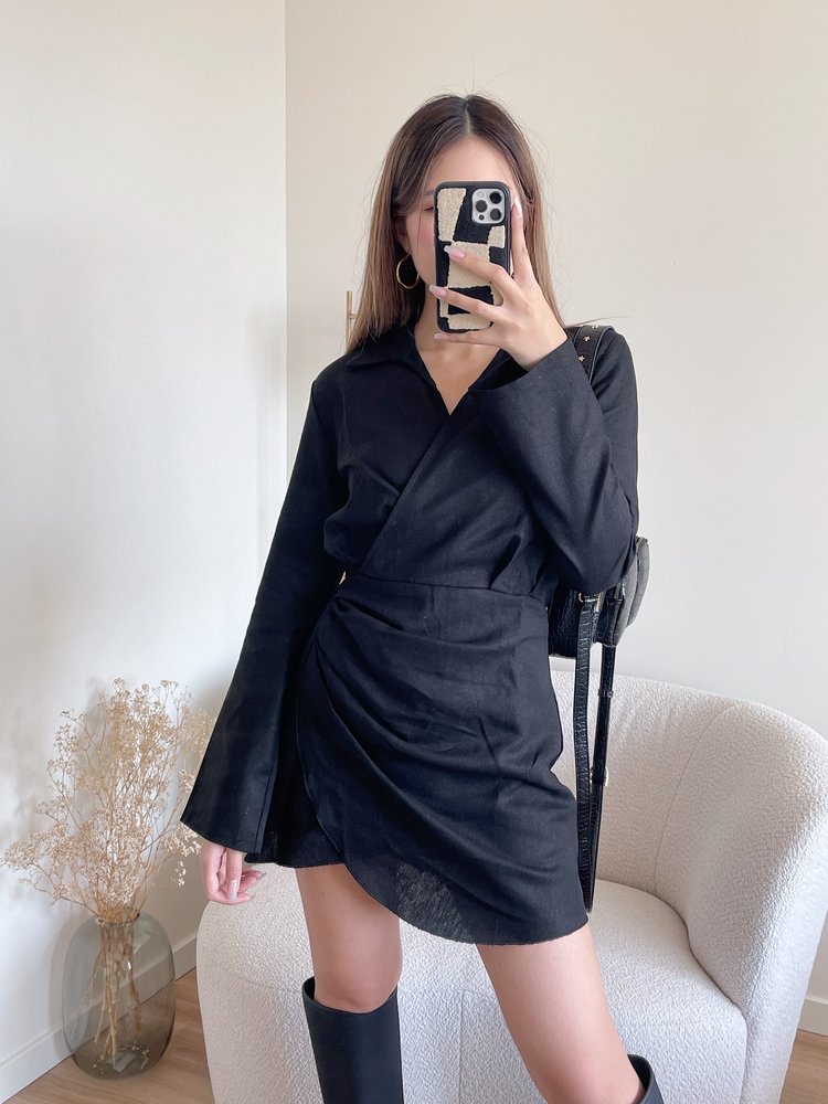 Chenoa Linen Dress / Black