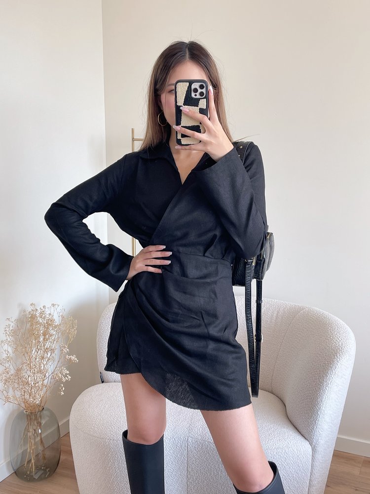 Chenoa Linen Dress / Black