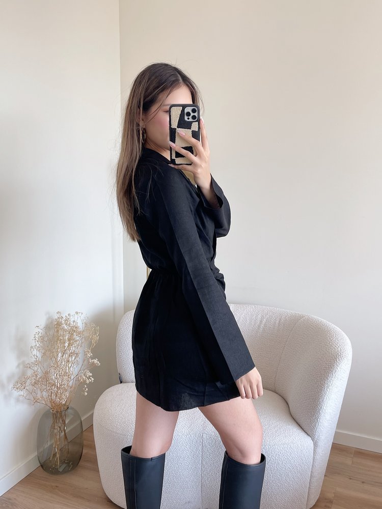Chenoa Linen Dress / Black